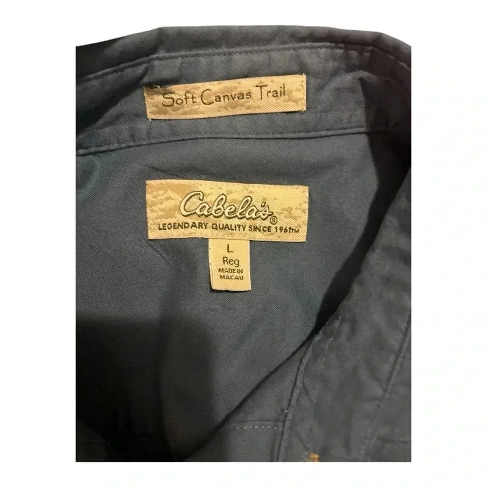 Cabels’s Men's Blue Soft Canvas  Short Sleeve Shirt Size Large - Picture 3 of 3